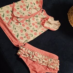 SweetHoney Cherry Delight Kids Bikini Set - Pink and White